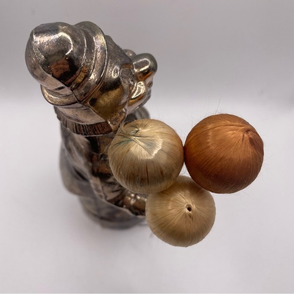 Vintage silver-plated Leonard the Clown bank. Pre-owned. 3 silk covered balloon - Picture 6 of 9